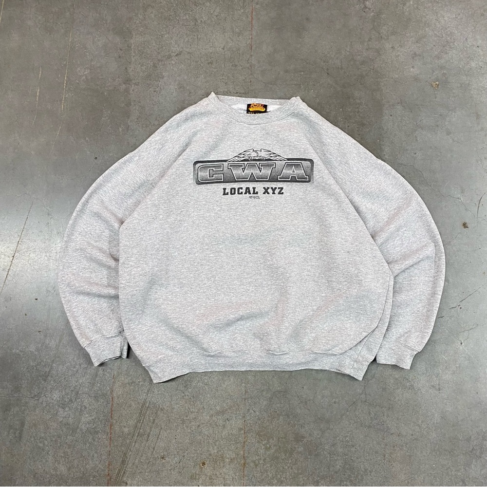 VTG Frank Doolittle 100% Union CWA Local XYZ Crewneck Grey XL Made in USA